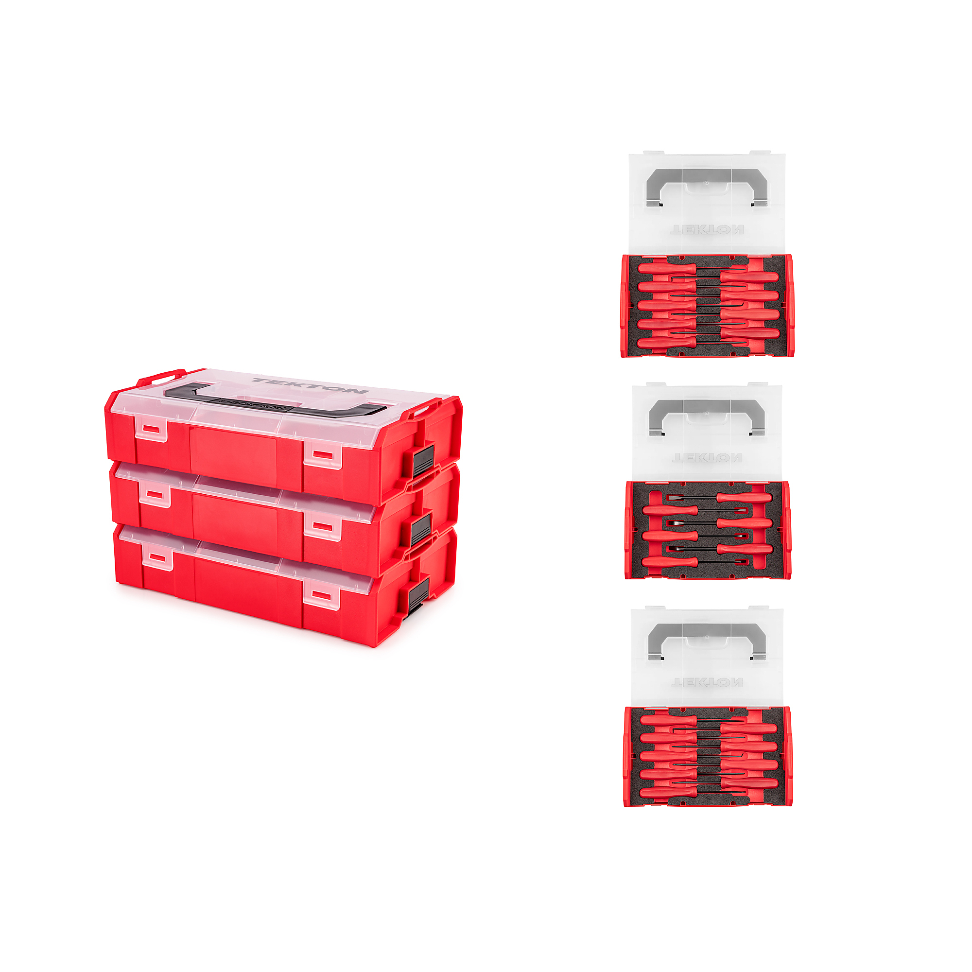 TEKTON Pick, Hook, and Mini Pry Bar Set with Mini Stacking Tool Boxes (24-Piece) | LVR14001